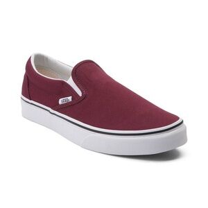 maroon vans classic slip on